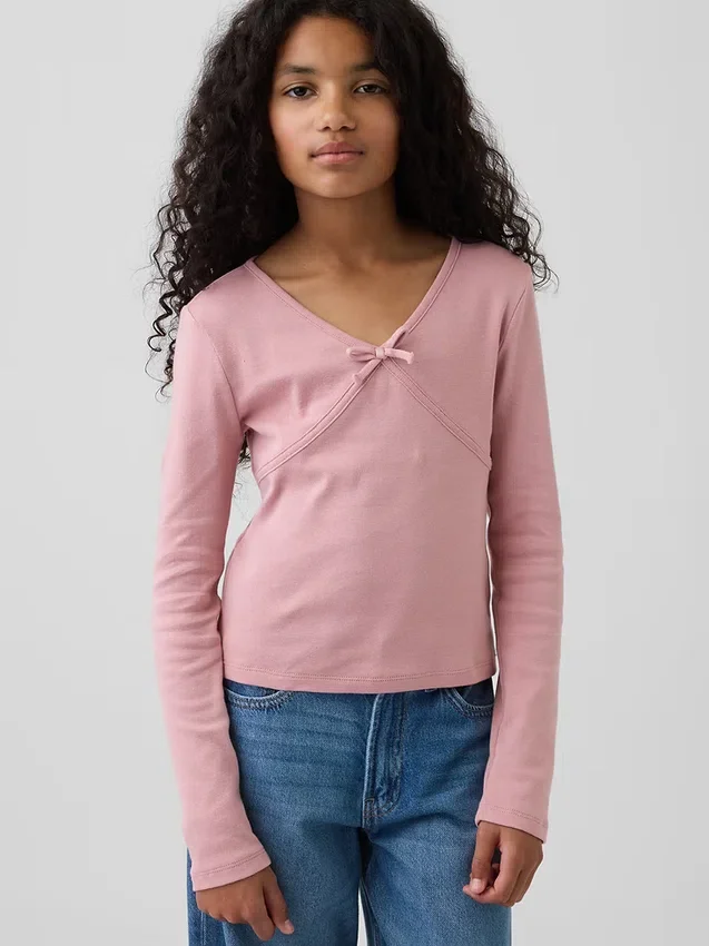 T-shirt enfant à nœud croisé sur le devant