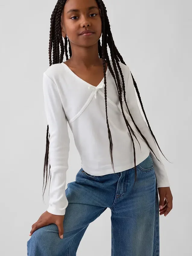 T-shirt enfant à nœud croisé sur le devant