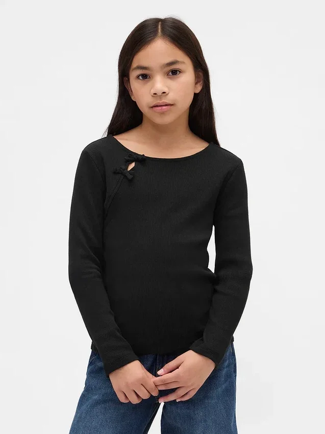 T-shirt enfant à nœuds en maille côtelée