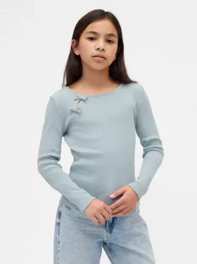 T-shirt enfant à nœuds en maille côtelée