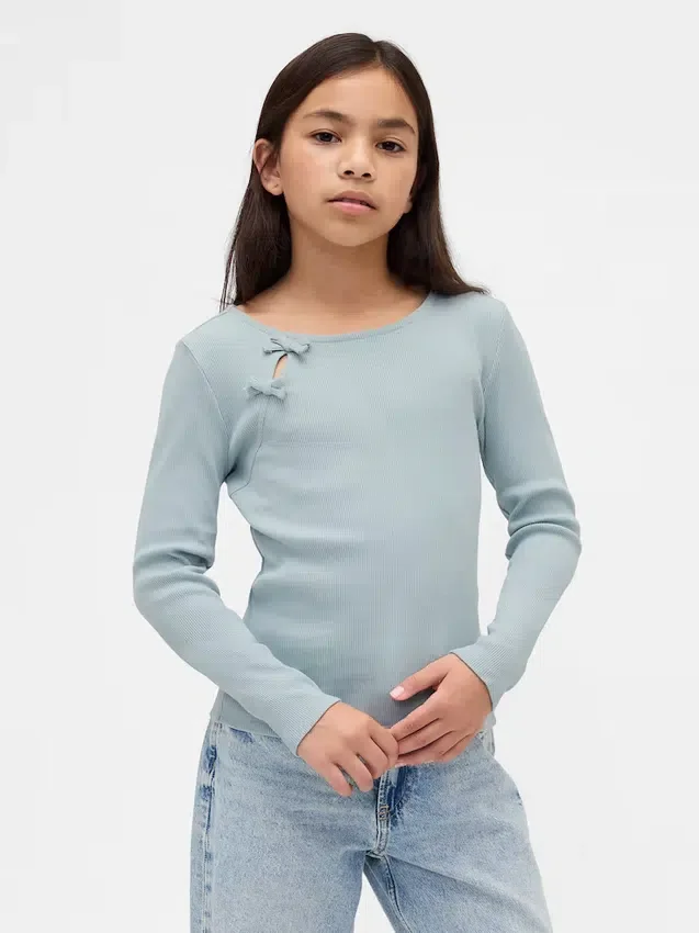 T-shirt enfant à nœuds en maille côtelée