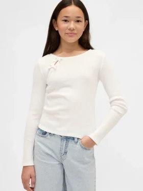 T-shirt enfant à nœuds en maille côtelée