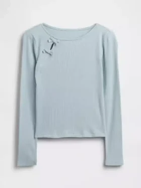 T-shirt enfant à nœuds en maille côtelée