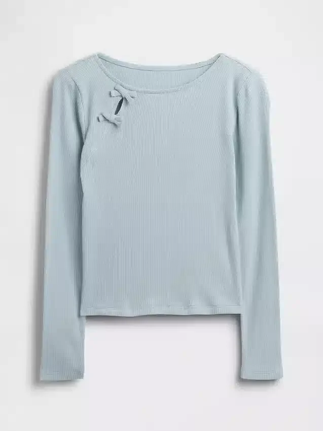T-shirt enfant à nœuds en maille côtelée