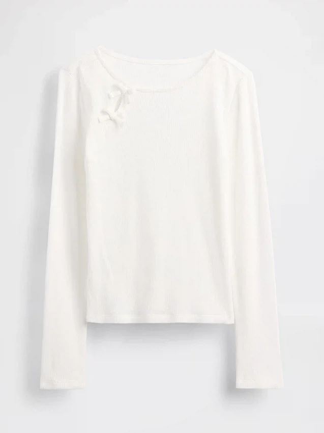 T-shirt enfant à nœuds en maille côtelée