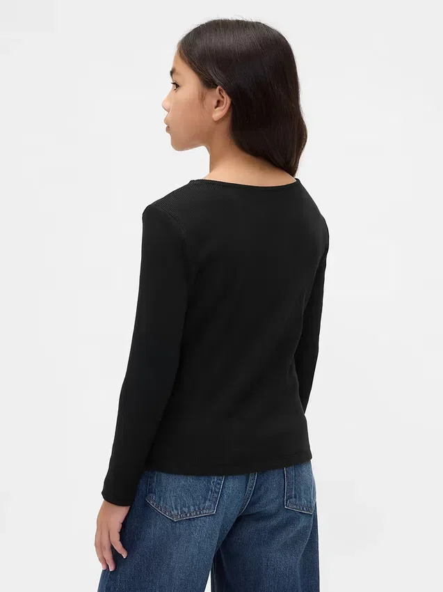 T-shirt enfant à nœuds en maille côtelée