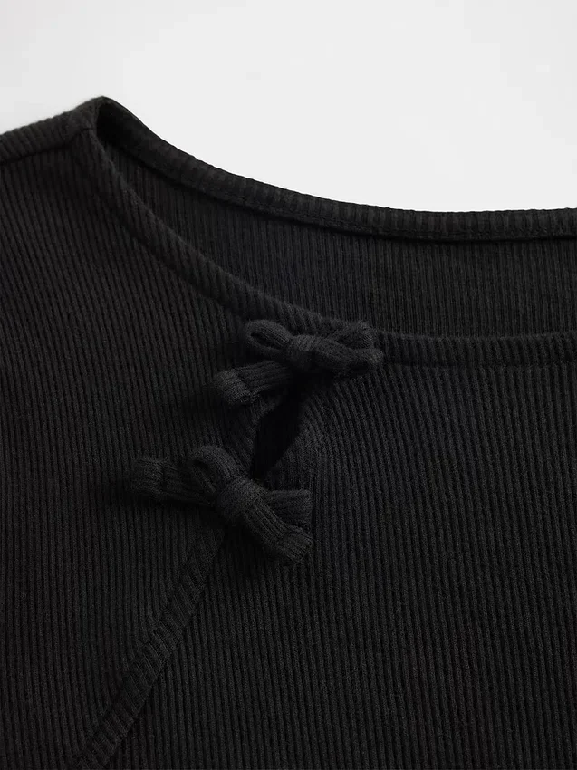 T-shirt enfant à nœuds en maille côtelée