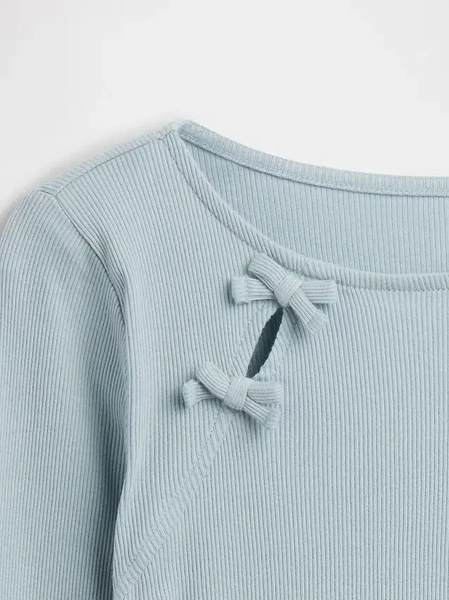 T-shirt enfant à nœuds en maille côtelée