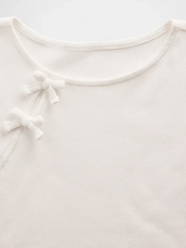 T-shirt enfant à nœuds en maille côtelée