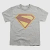 T-shirt enfant Superman 2025 avec logo et motif « distressed » en couleur
