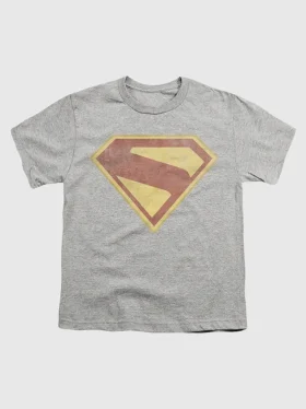 T-shirt enfant Superman 2025 avec logo et motif « distressed » en couleur