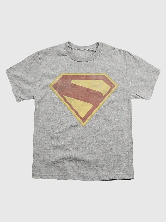 T-shirt enfant Superman 2025 avec logo et motif « distressed » en couleur