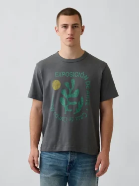 T-shirt graphique ample en coton épais