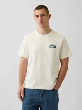 T-shirt graphique ample en coton épais