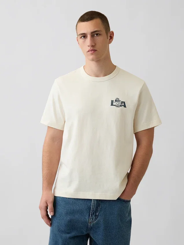T-shirt graphique ample en coton épais