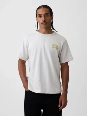 T-shirt graphique ample en coton épais