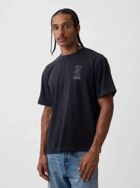 T-shirt graphique ample en coton épais