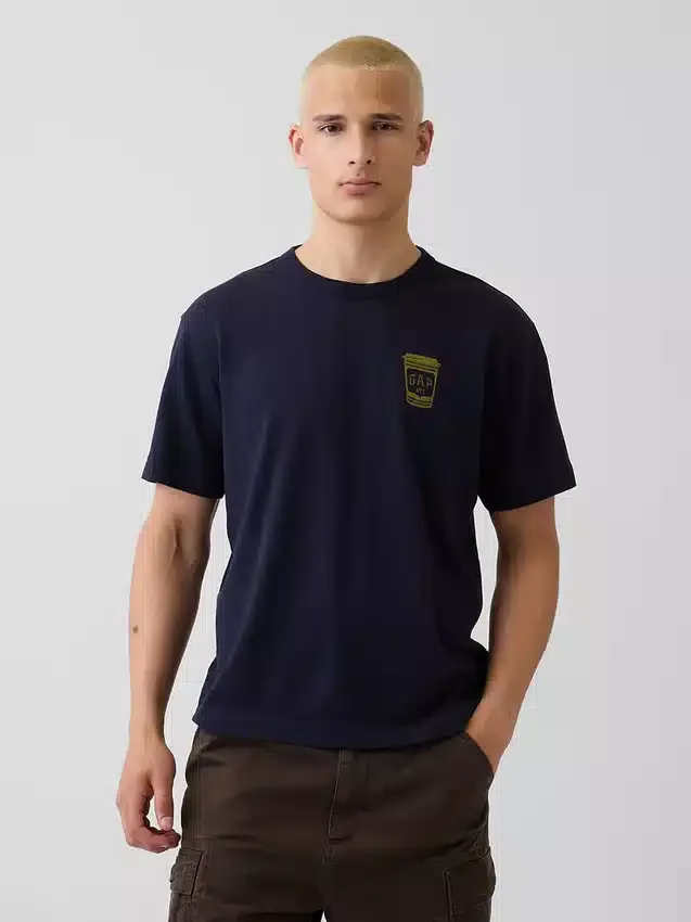 T-shirt graphique ample en coton épais