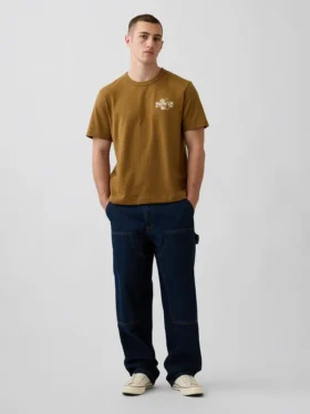 T-shirt graphique ample en coton épais