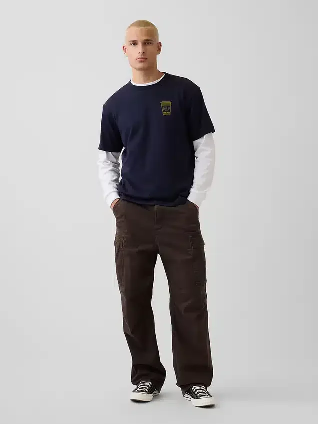 T-shirt graphique ample en coton épais