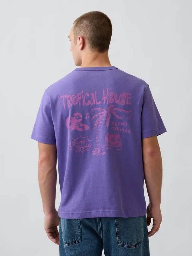 T-shirt graphique ample en coton épais