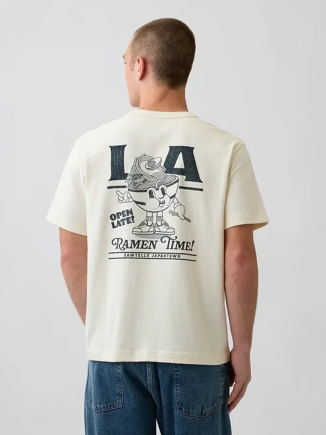 T-shirt graphique ample en coton épais