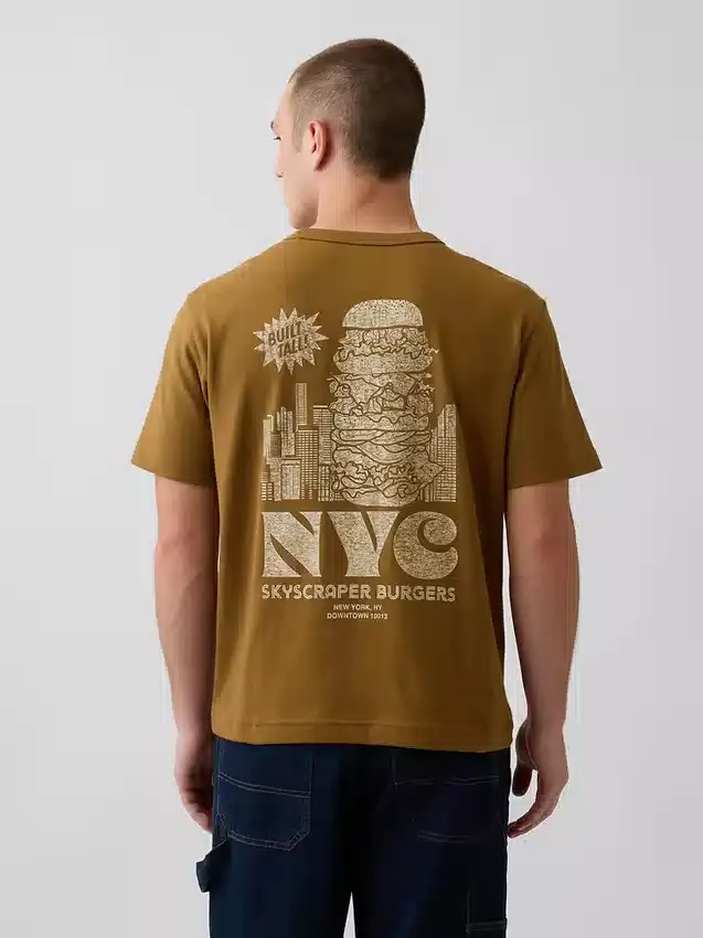T-shirt graphique ample en coton épais