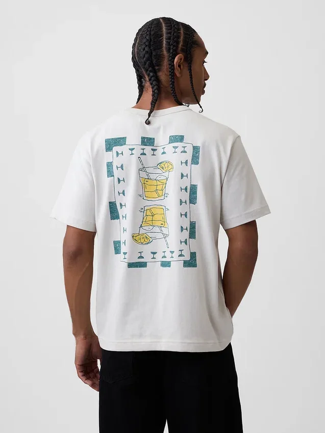 T-shirt graphique ample en coton épais