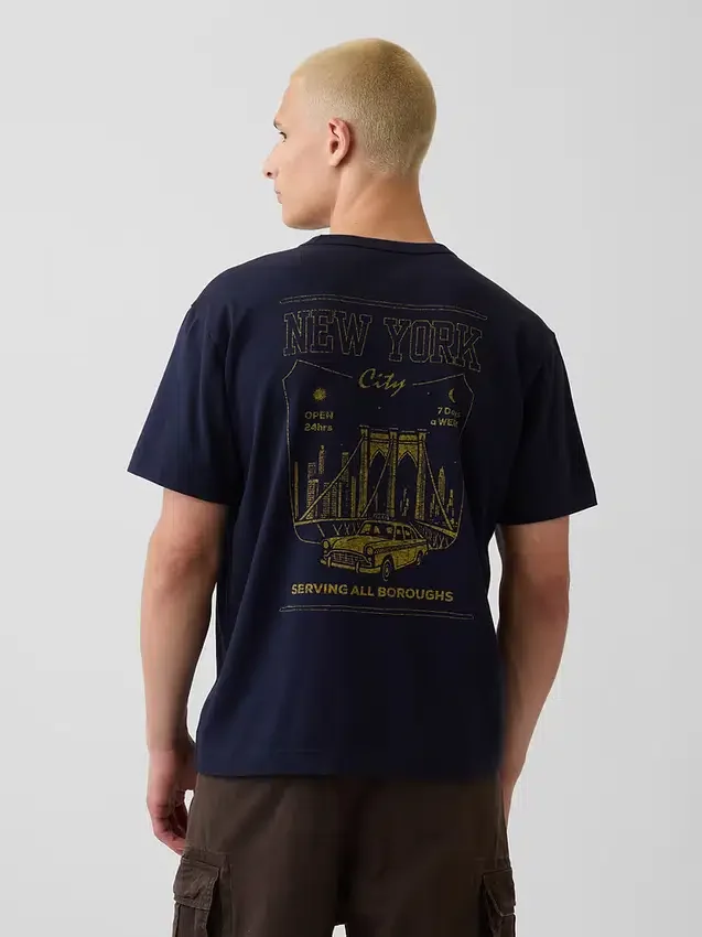 T-shirt graphique ample en coton épais
