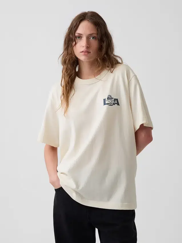 T-shirt graphique ample en coton épais