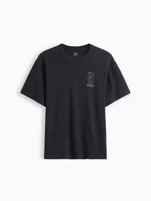 T-shirt graphique ample en coton épais
