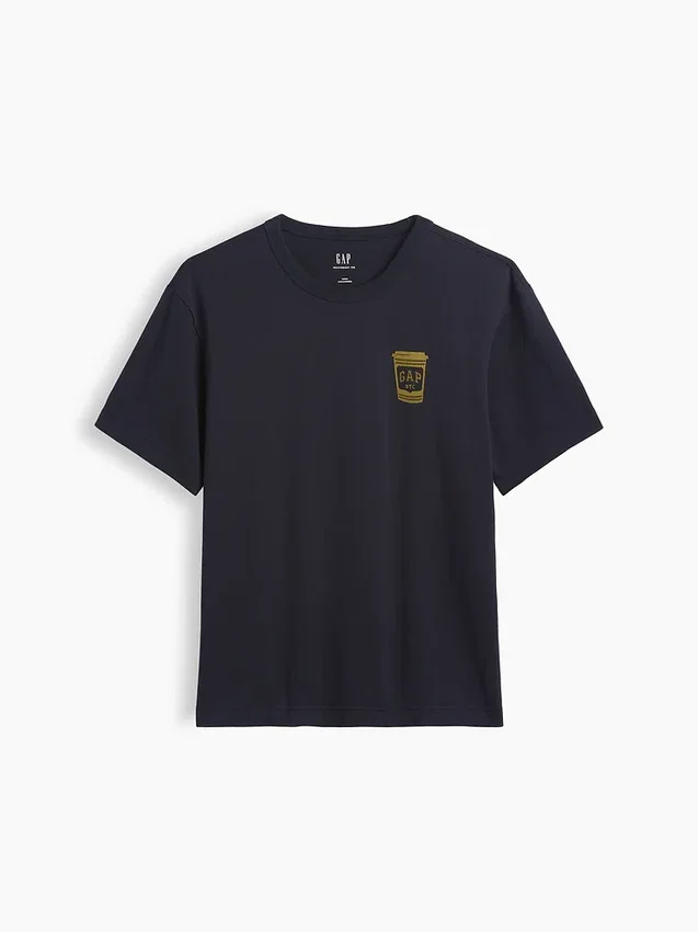 T-shirt graphique ample en coton épais