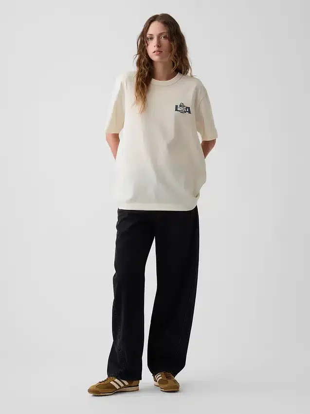 T-shirt graphique ample en coton épais