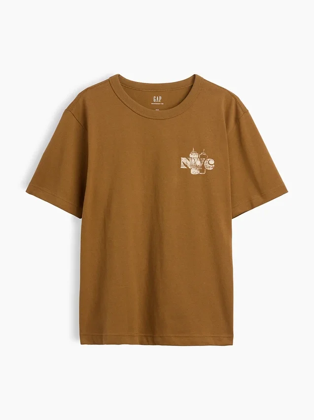 T-shirt graphique ample en coton épais