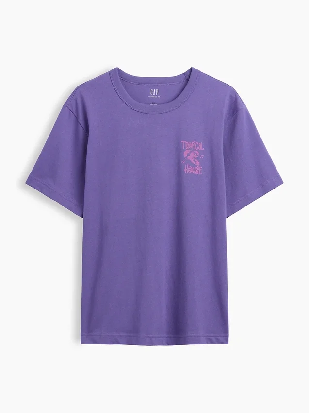T-shirt graphique ample en coton épais