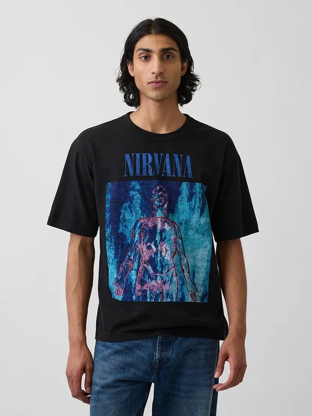 T-shirt graphique court épais Nirvana