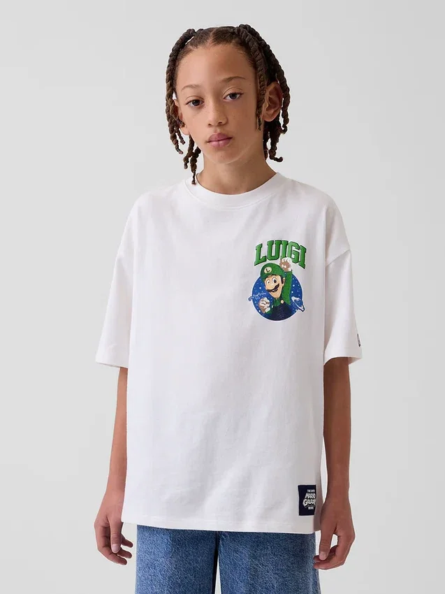 T-shirt graphique décontracté Super Mario pour enfants