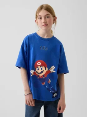 T-shirt graphique décontracté Super Mario pour enfants