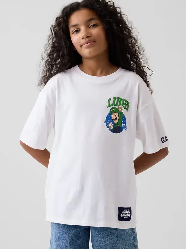 T-shirt graphique décontracté Super Mario pour enfants