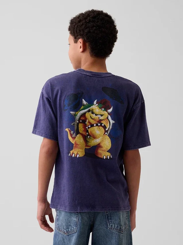 T-shirt graphique décontracté Super Mario pour enfants