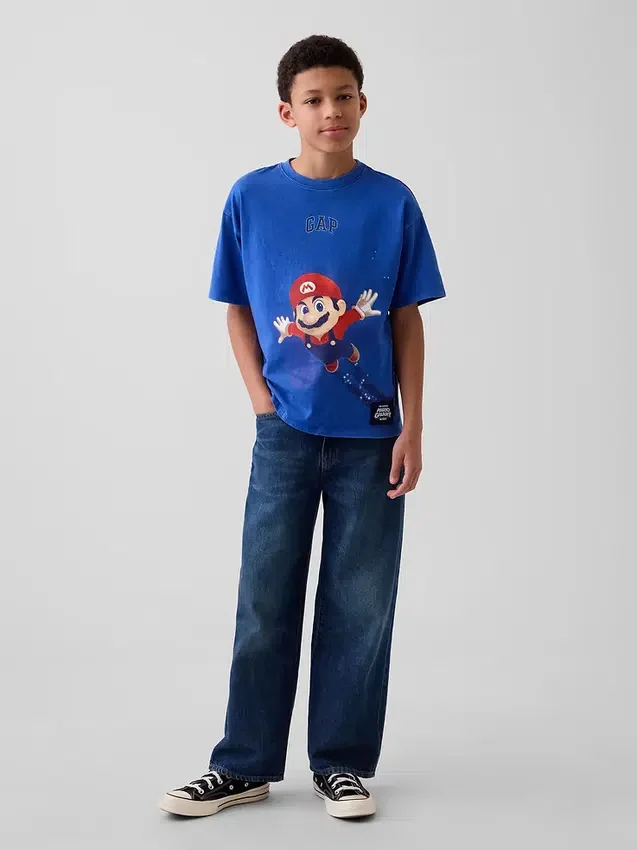 T-shirt graphique décontracté Super Mario pour enfants