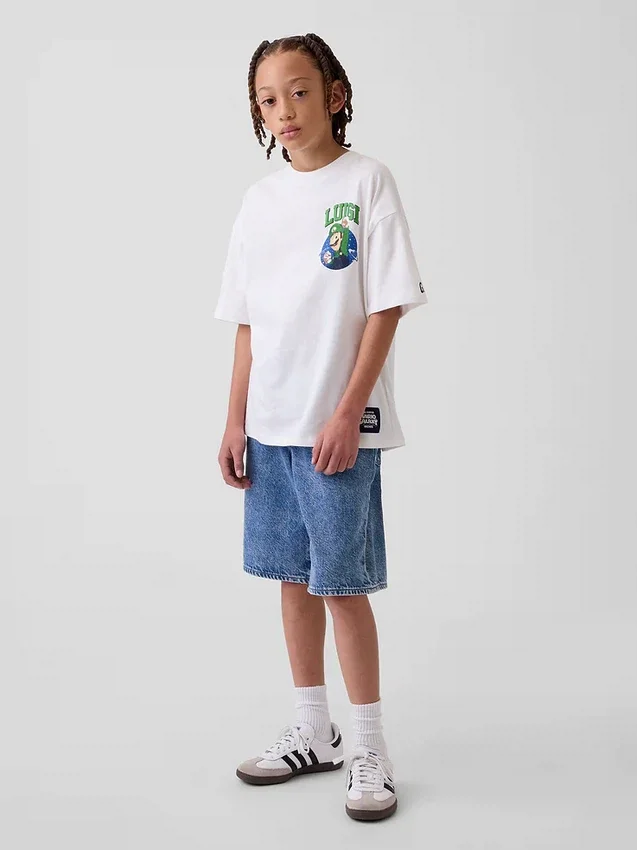 T-shirt graphique décontracté Super Mario pour enfants