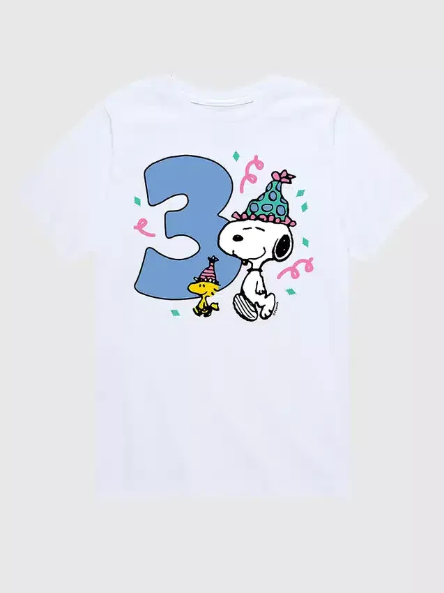 T-shirt graphique à manches courtes Peanuts pour tout-petits, 3e anniversaire