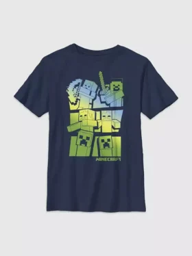 T-shirt graphique Minecraft pour enfants « Steve et Alex contre les monstres »