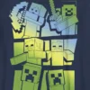 T-shirt graphique Minecraft pour enfants « Steve et Alex contre les monstres »