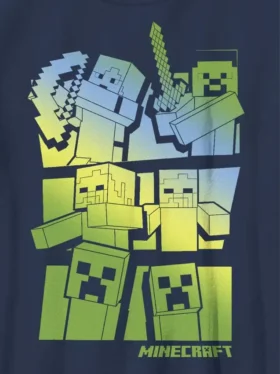 T-shirt graphique Minecraft pour enfants « Steve et Alex contre les monstres »