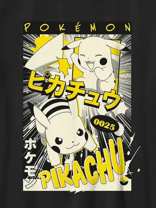 T-shirt graphique Pokémon Pikachu pour enfants, style manga