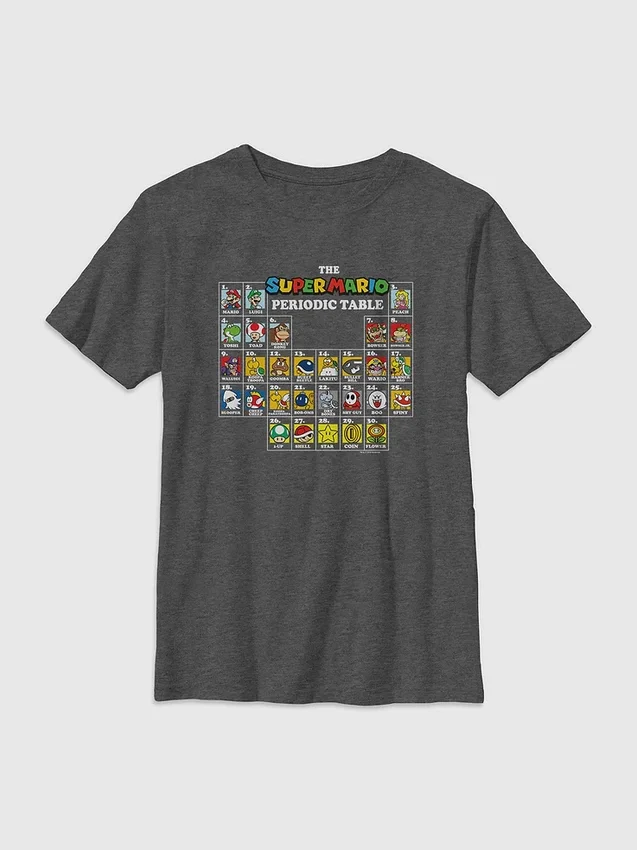 T-shirt graphique pour enfants « Tableau périodique Nintendo »