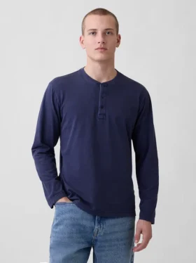T-shirt Henley décontracté