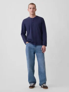 T-shirt Henley décontracté